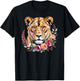 Flower Lioness Floral Lion Animal Lioness Women Lioness T-Shirt - T-Shirt | Black