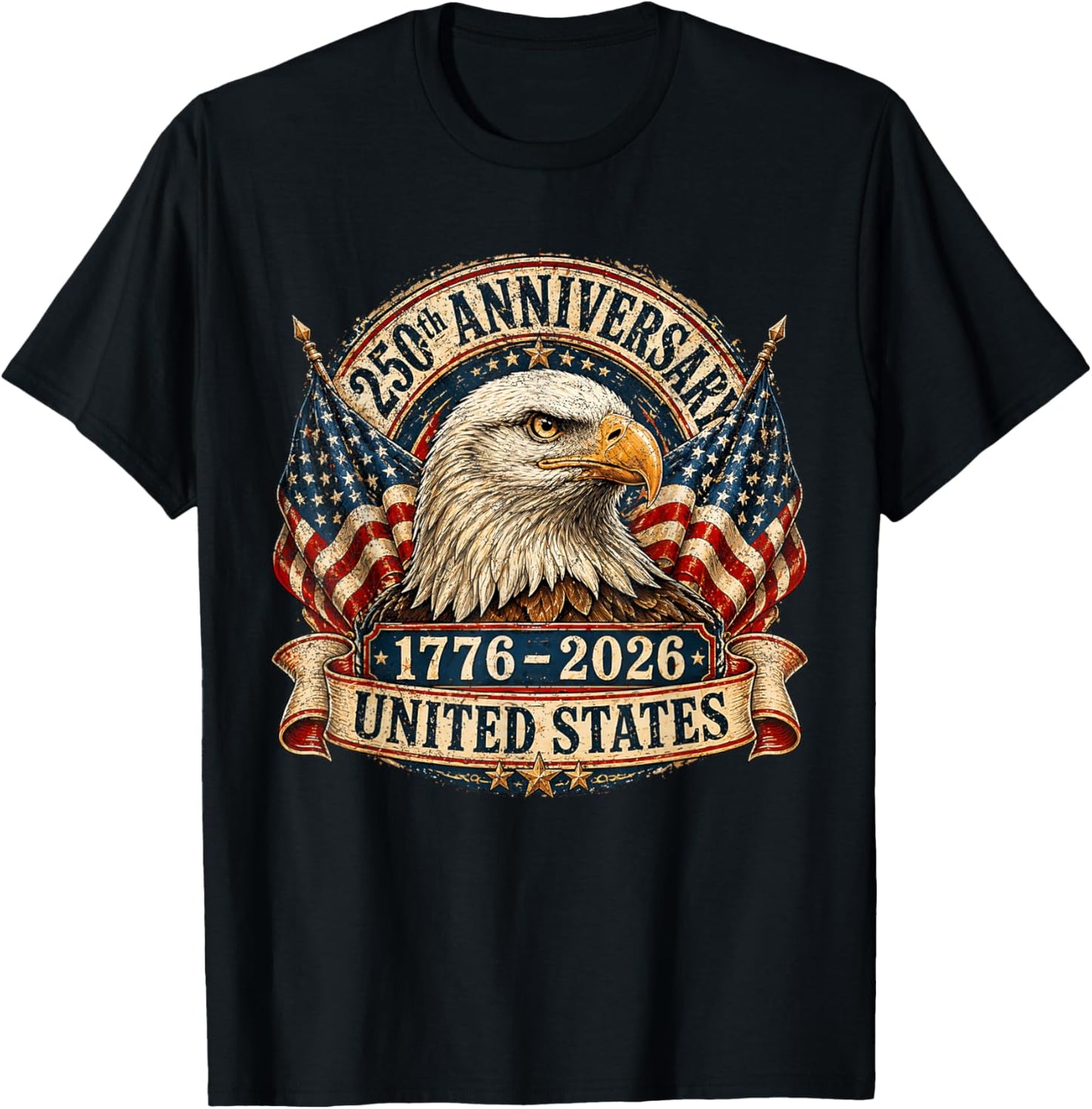 250th Anniversary USA Eagle 4th of July 250 Anniversary USA T-Shirt - T-Shirt | Black