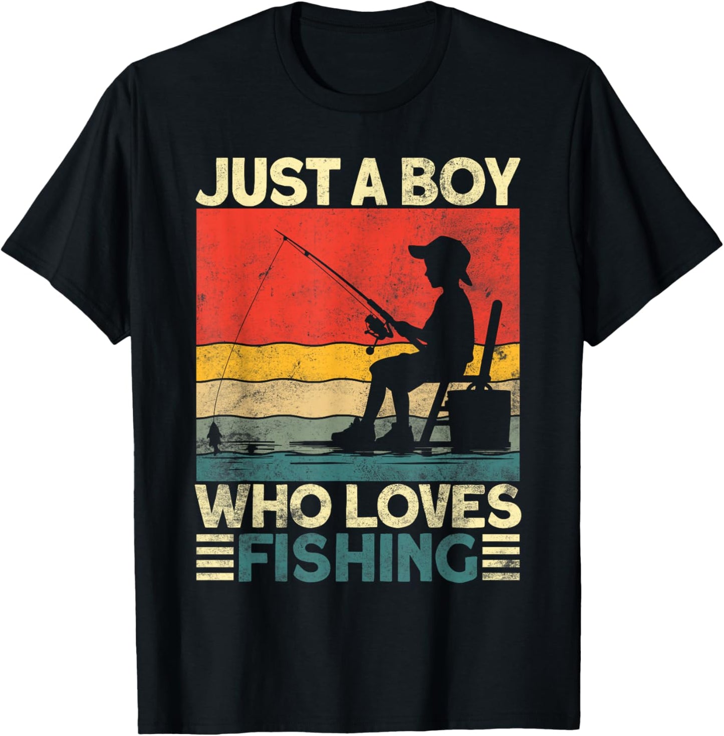 Funny Vintage Fishing Jokes Boys Fisherman Bass Fish T-Shirt - T-Shirt | Black