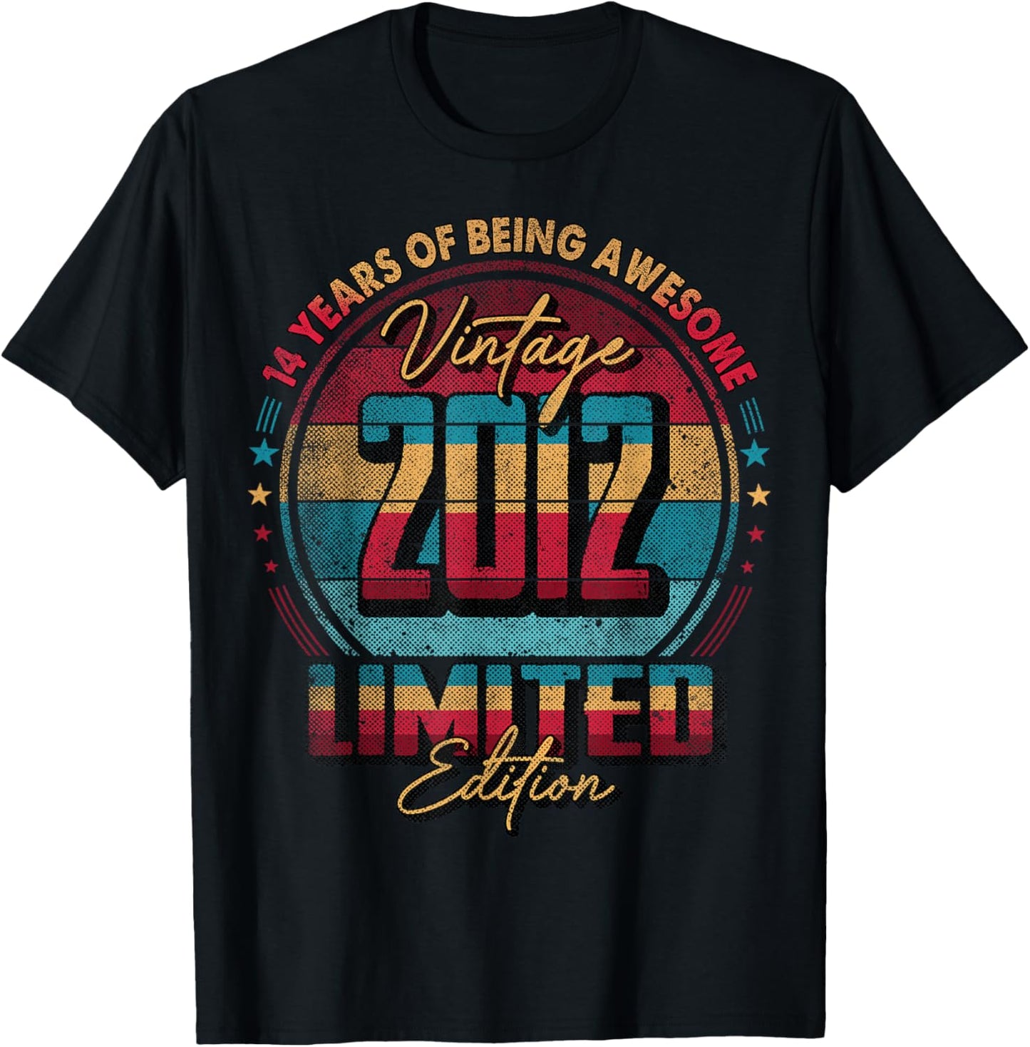 Vintage 2012 Limited Edition Shirt 14 Year Old 14th Birthday T-Shirt - T-Shirt | Black