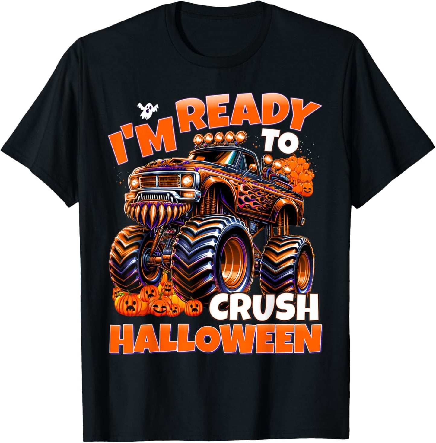 Ready to Crush Halloween Pumpkins Monster Truck Boys T-Shirt - T-Shirt | Black
