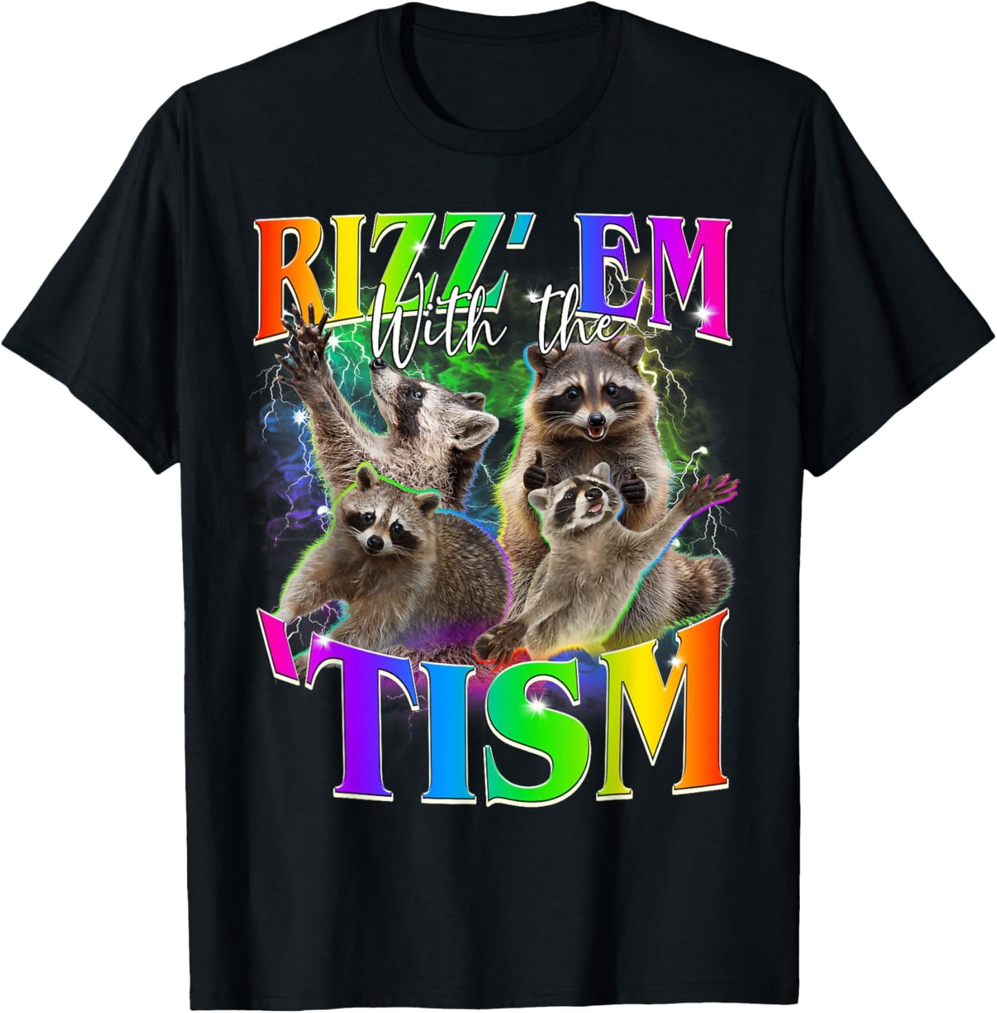 Autistic Opposum Autism Meme Funny Rizz Em with The Tism T-Shirt - T-Shirt | Black