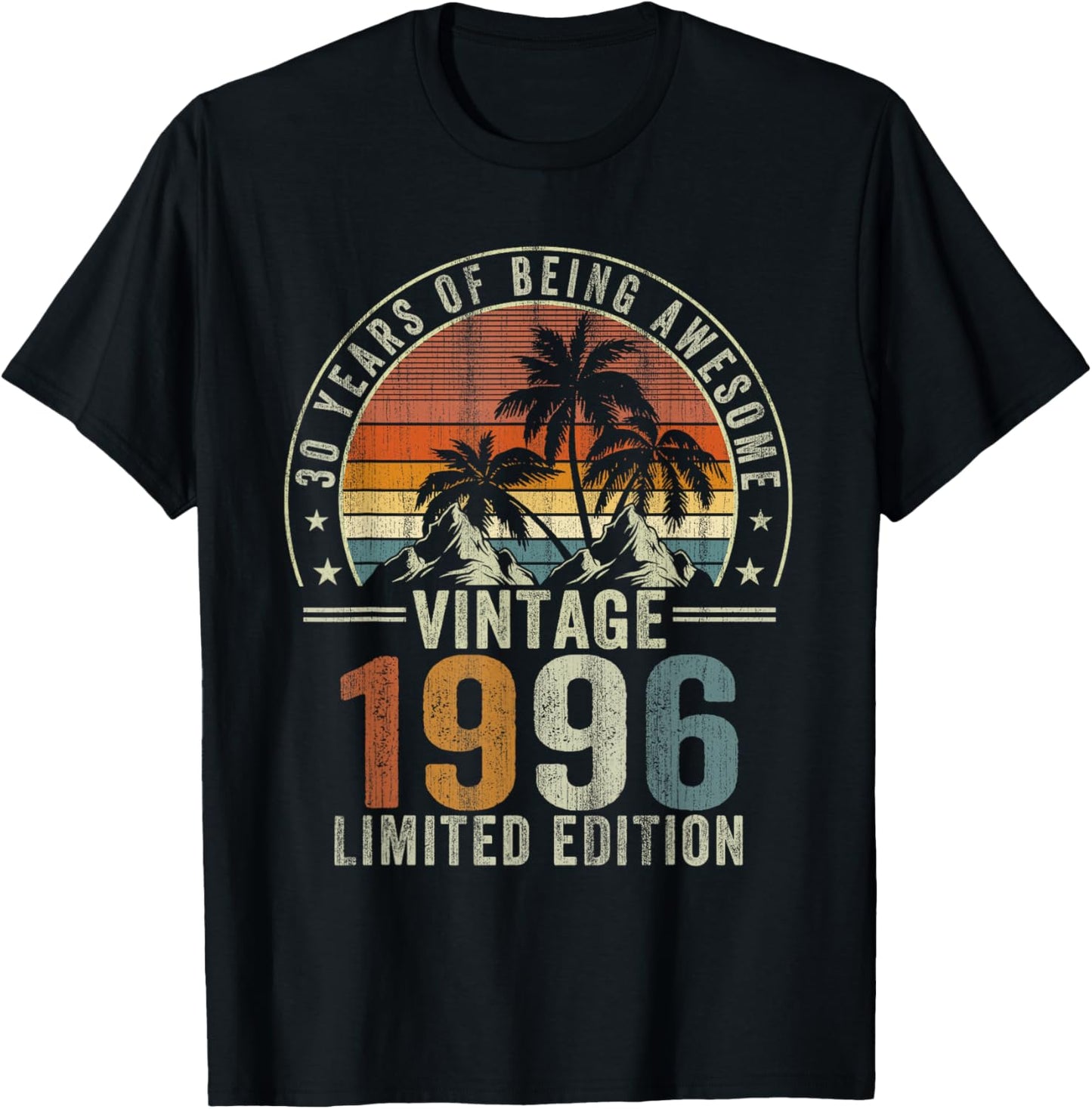 Vintage 1996 Retro 30th Birthday 30 Years of Being Awesome T-Shirt - T-Shirt | Black