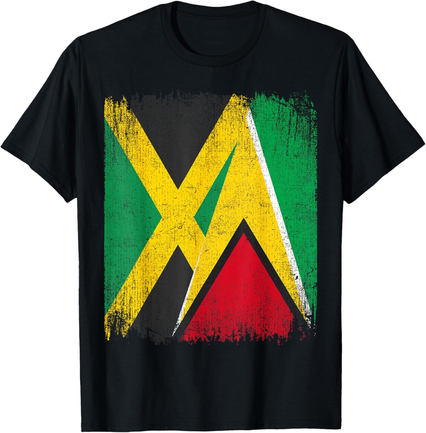 Half Jamaica Guyana Flag Jamaican Guyanese Pride Roots T-Shirt - T-Shirt | Black