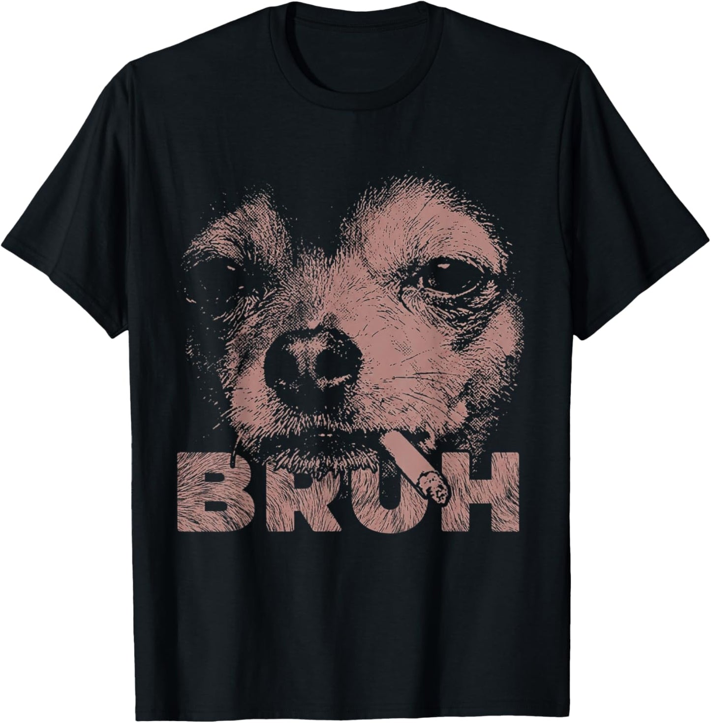Funny Bruh Dog Smoking Chihuahua Smoking Wearing Sunglasses T-Shirt - T-Shirt | Black