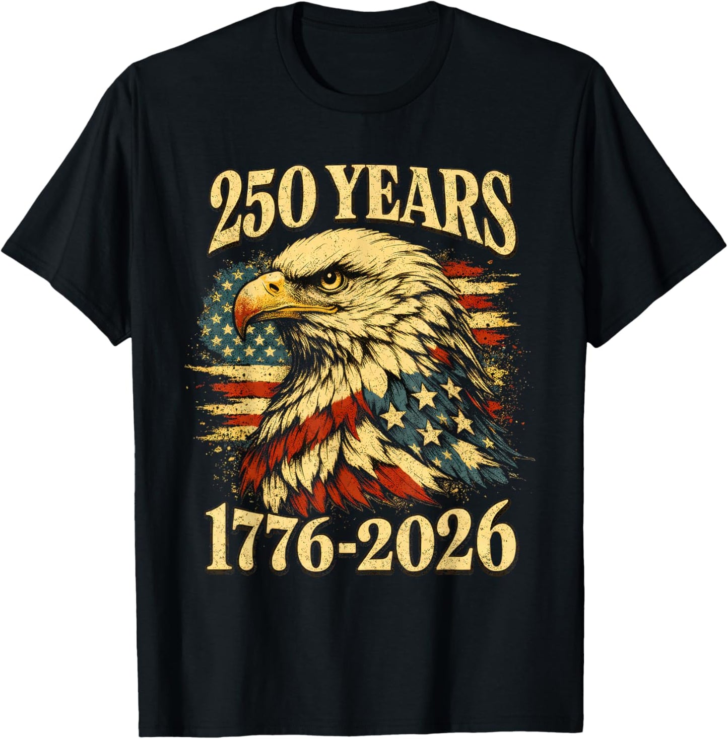 250 Years of American Freedom Eagle USA Flag 4th of July T-Shirt - T-Shirt | Black