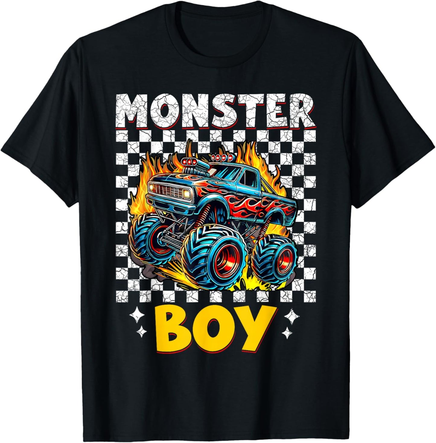 Monster Truck Boy Family Matching Monster Trucks Birthday T-Shirt - T-Shirt | Black