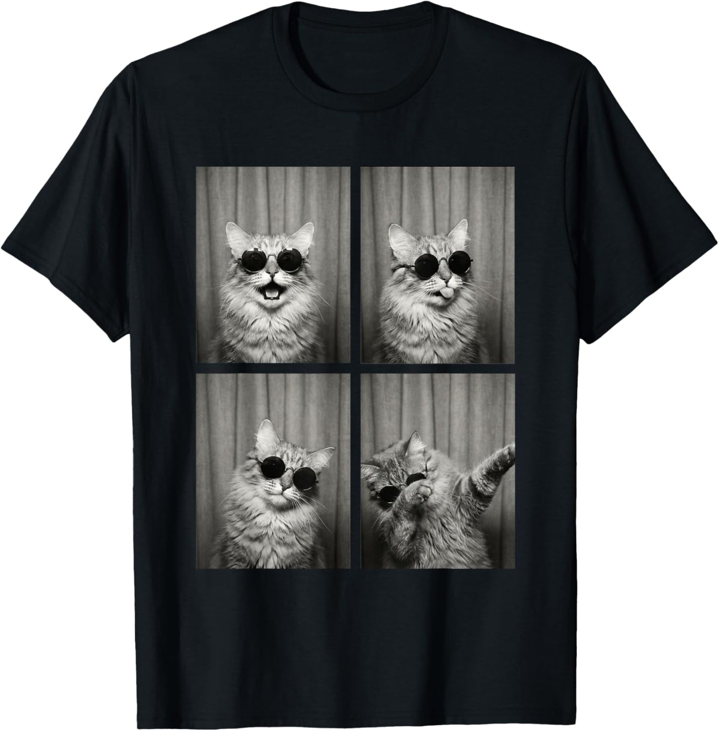 Cat PhotoBooth Sunglasses Funny Dab Cats Lover T-Shirt - T-Shirt | Black