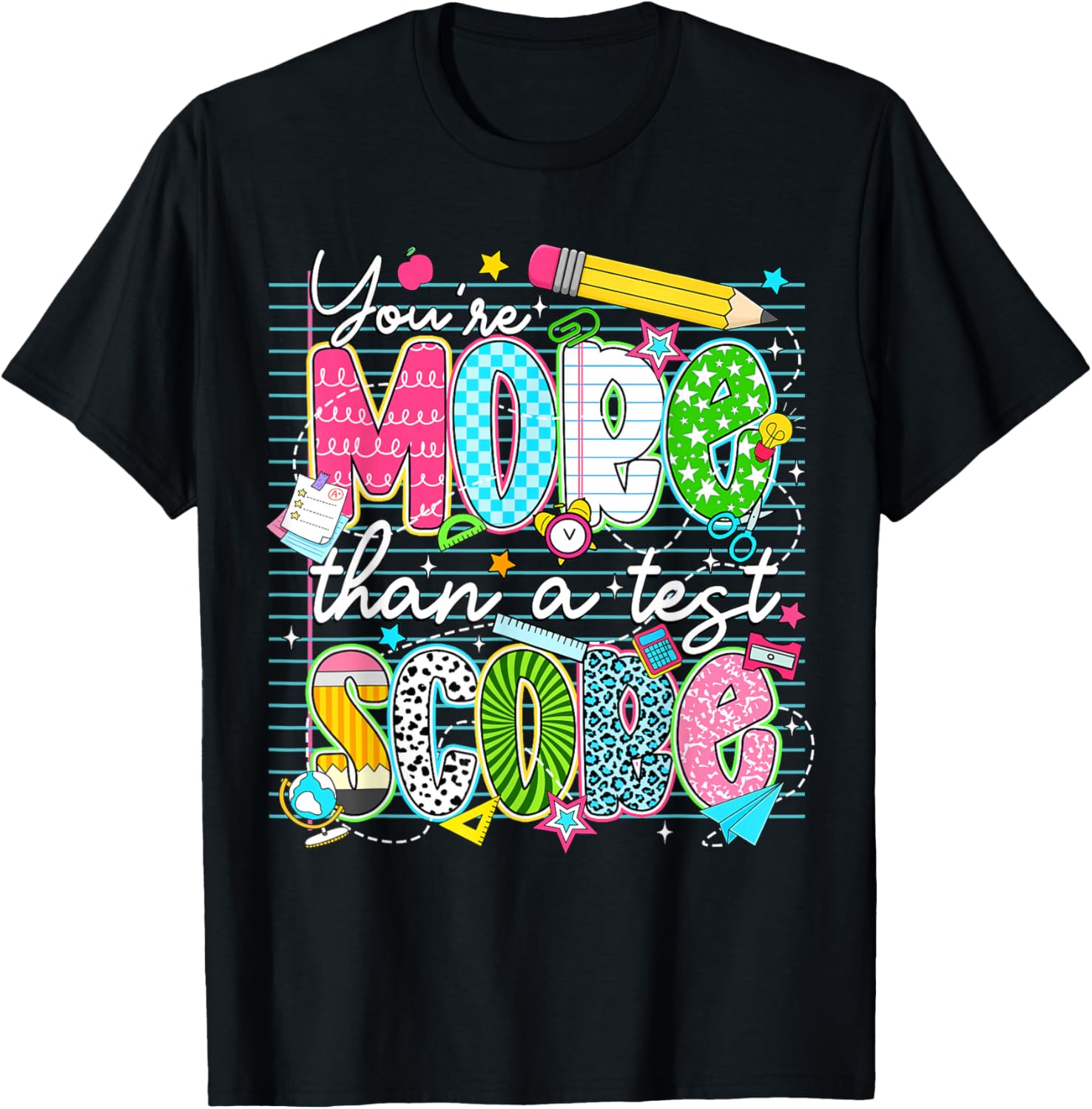 Test Day You're More Than A Test Score Testing Boy Girl Kids T-Shirt - T-Shirt | Black
