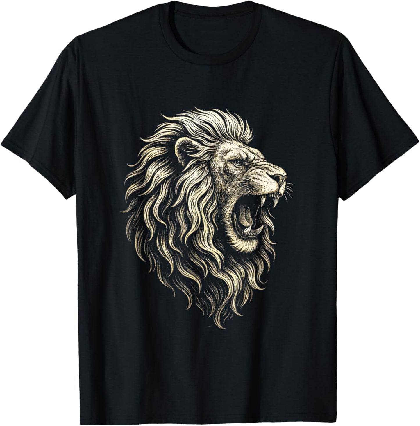 Roaring Lion Art - Fierce Animal Nature T-Shirt - T-Shirt | Black