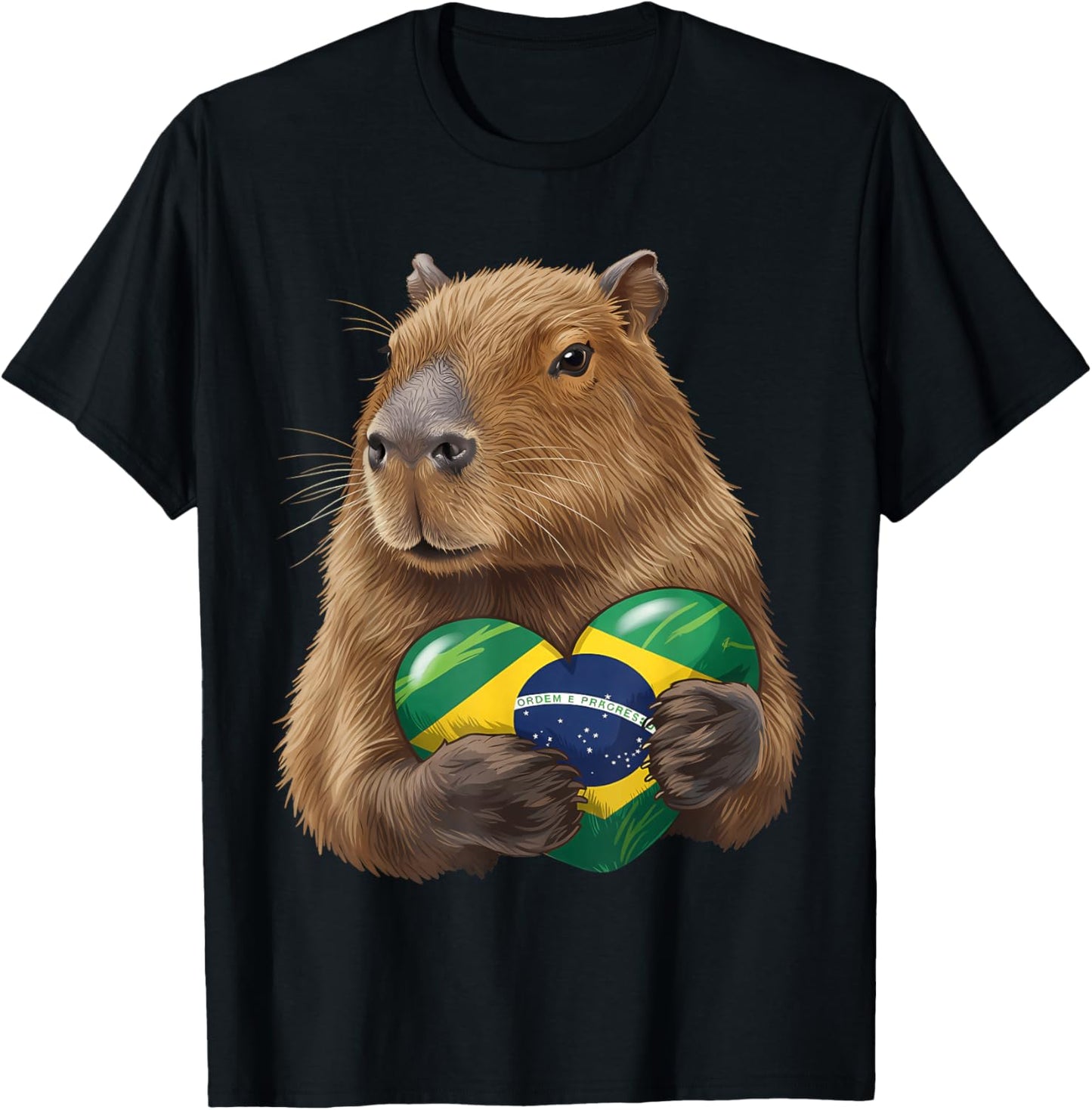 Brazil Flag Capybara Brazilian Roots Brasilian Pride Brasil T-Shirt - T-Shirt | Black
