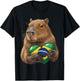 Brazil Flag Capybara Brazilian Roots Brasilian Pride Brasil T-Shirt - T-Shirt | Black