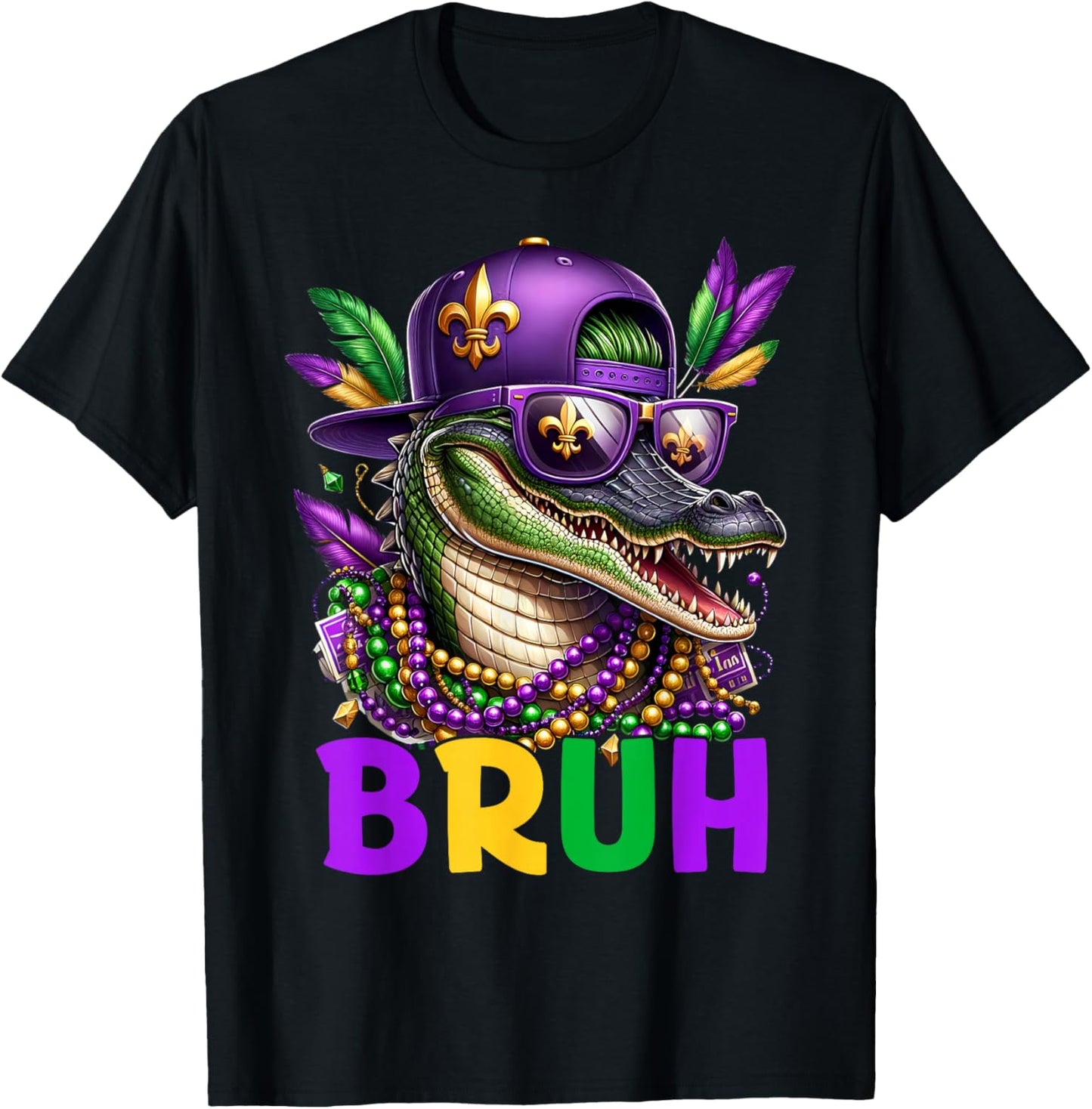Mardigator Alligator Bruh Mardi Gras Costume Teens Boys Kids T-Shirt - T-Shirt | Black