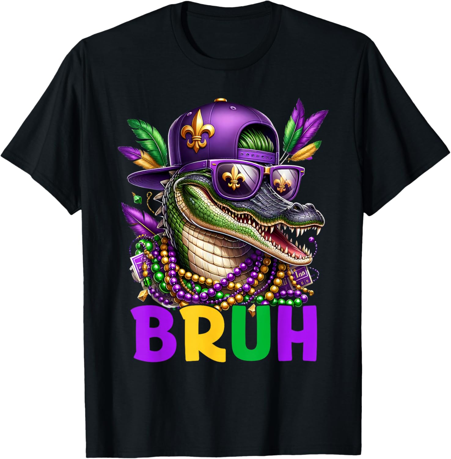 Mardigator Alligator Bruh Mardi Gras Costume Teens Boys Kids T-Shirt - T-Shirt | Black