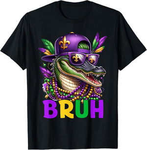 Mardigator Alligator Bruh Mardi Gras Costume Teens Boys Kids T-Shirt - T-Shirt | Black
