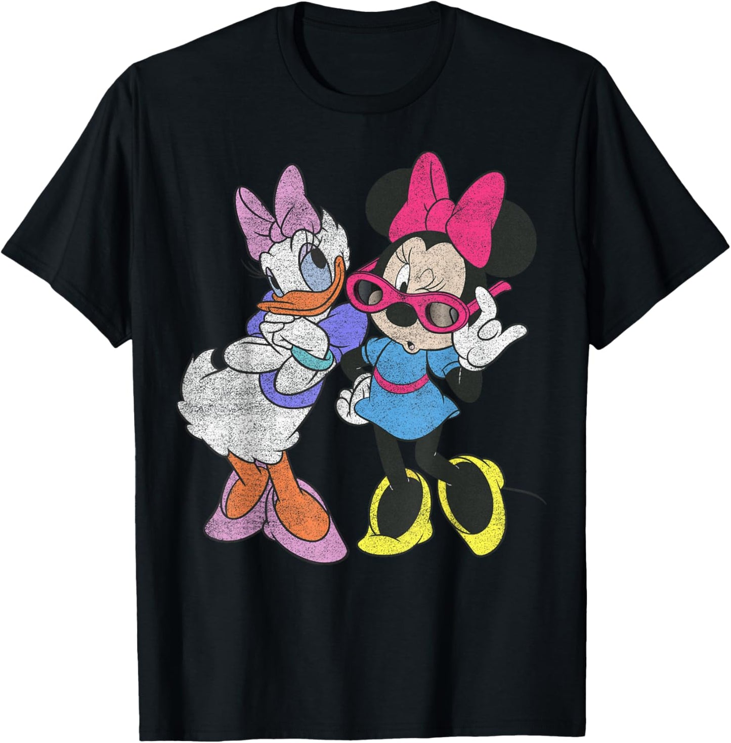 Disney Mickey and Friends Daisy & Minnie Vintage Fashion T-Shirt - T-Shirt | Black