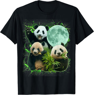 Cute Funny Meme Panda Eating Bamboo Men Women Kid T-Shirt - T-Shirt | Black