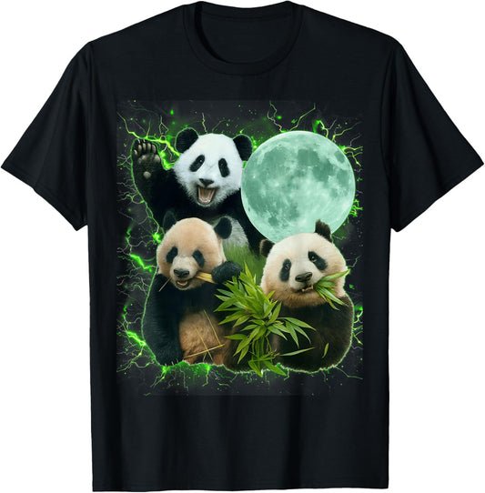 Cute Funny Meme Panda Eating Bamboo Men Women Kid T-Shirt - T-Shirt | Black