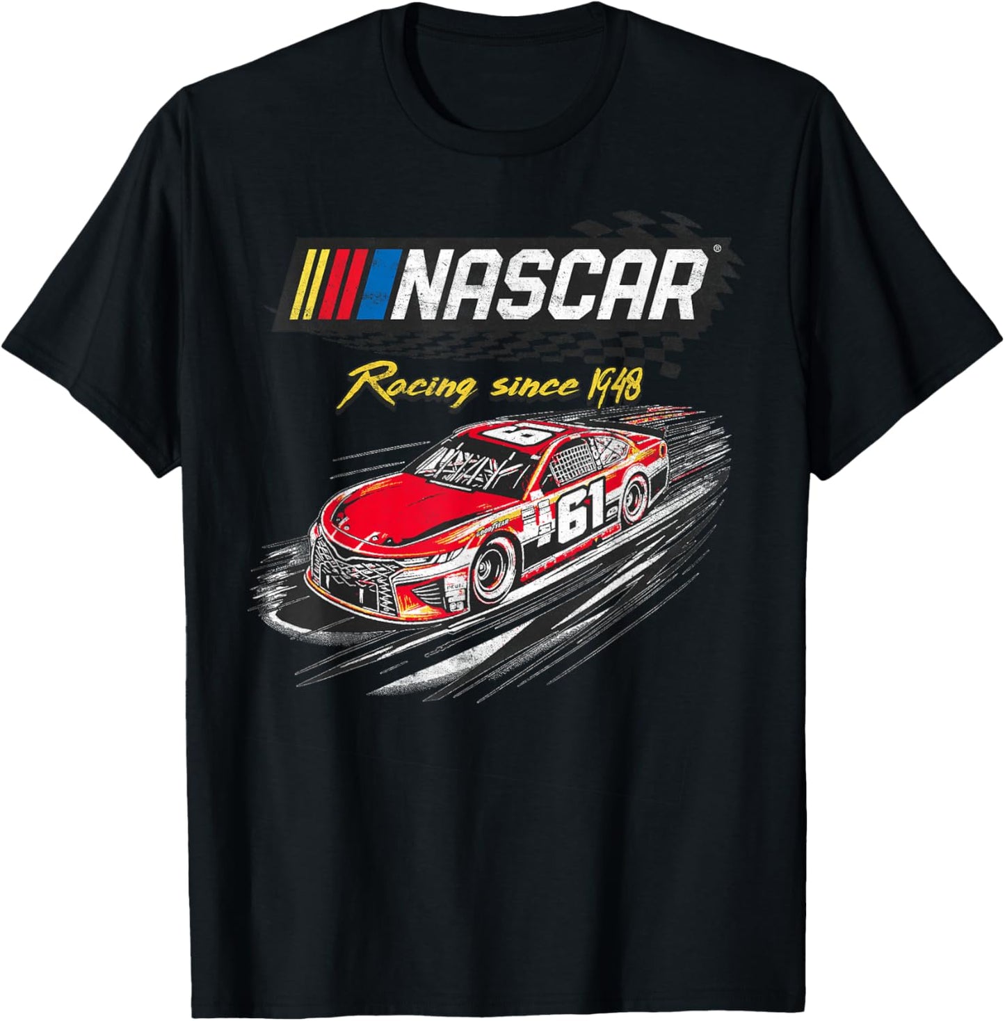 NASCAR Racing Since 1948 Checker Racing Distressed Poster T-Shirt - T-Shirt | Black