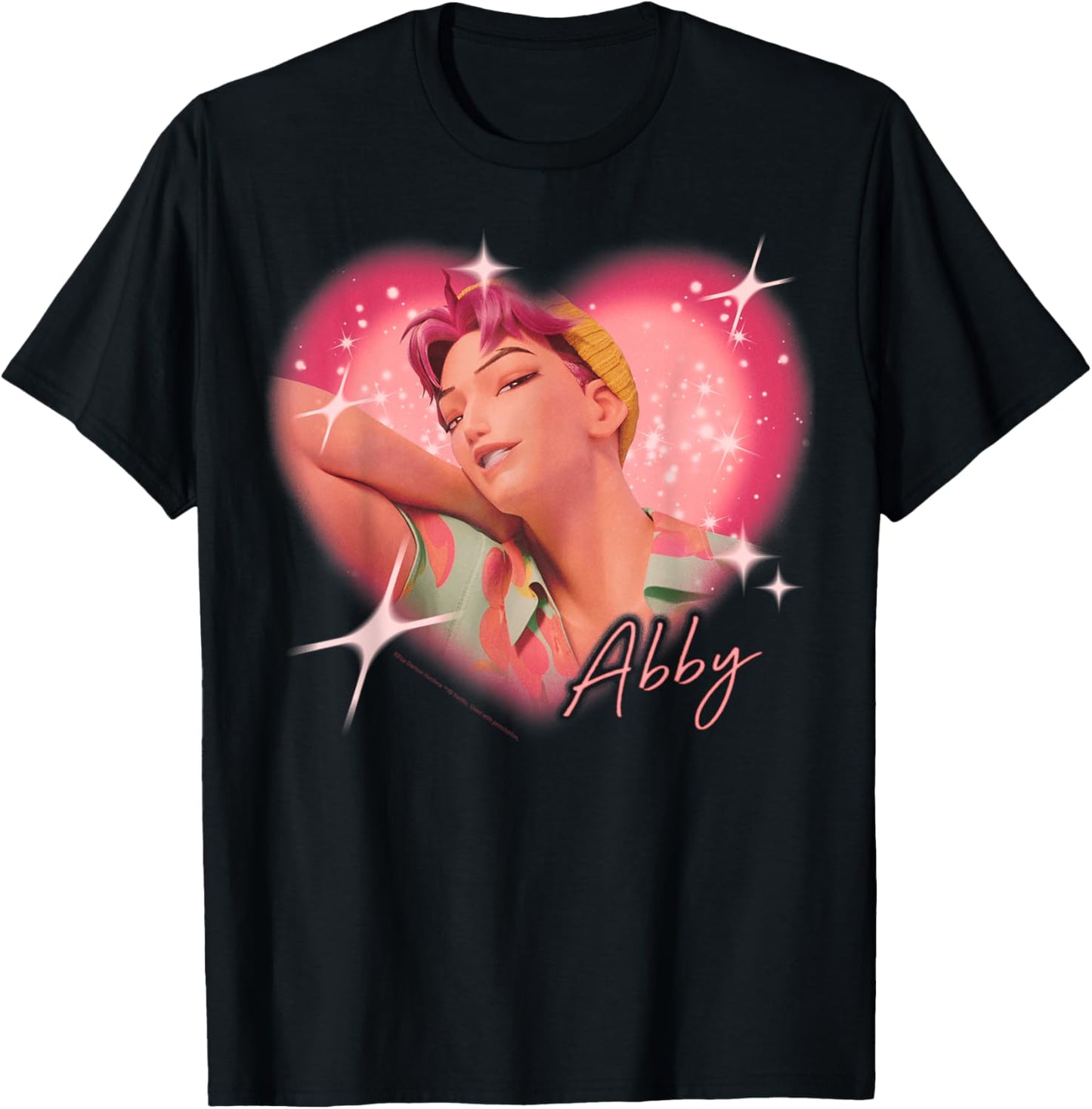 Kpop Demon Hunters The Saja Boys Abby Charming Gaze Heart T-Shirt - T-Shirt | Black