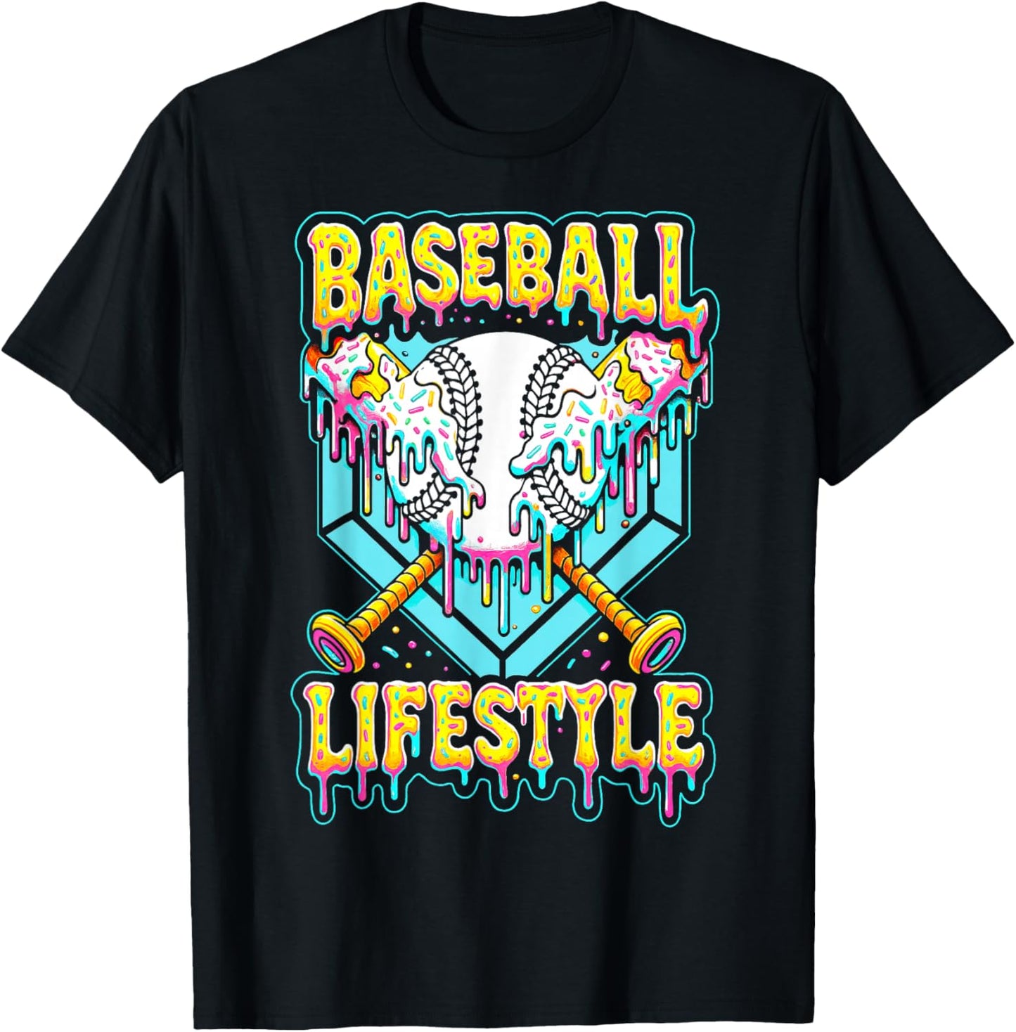 Baseball Life Style 101 Apparel Youth Drip Baseball Boys Kid T-Shirt - T-Shirt | Black