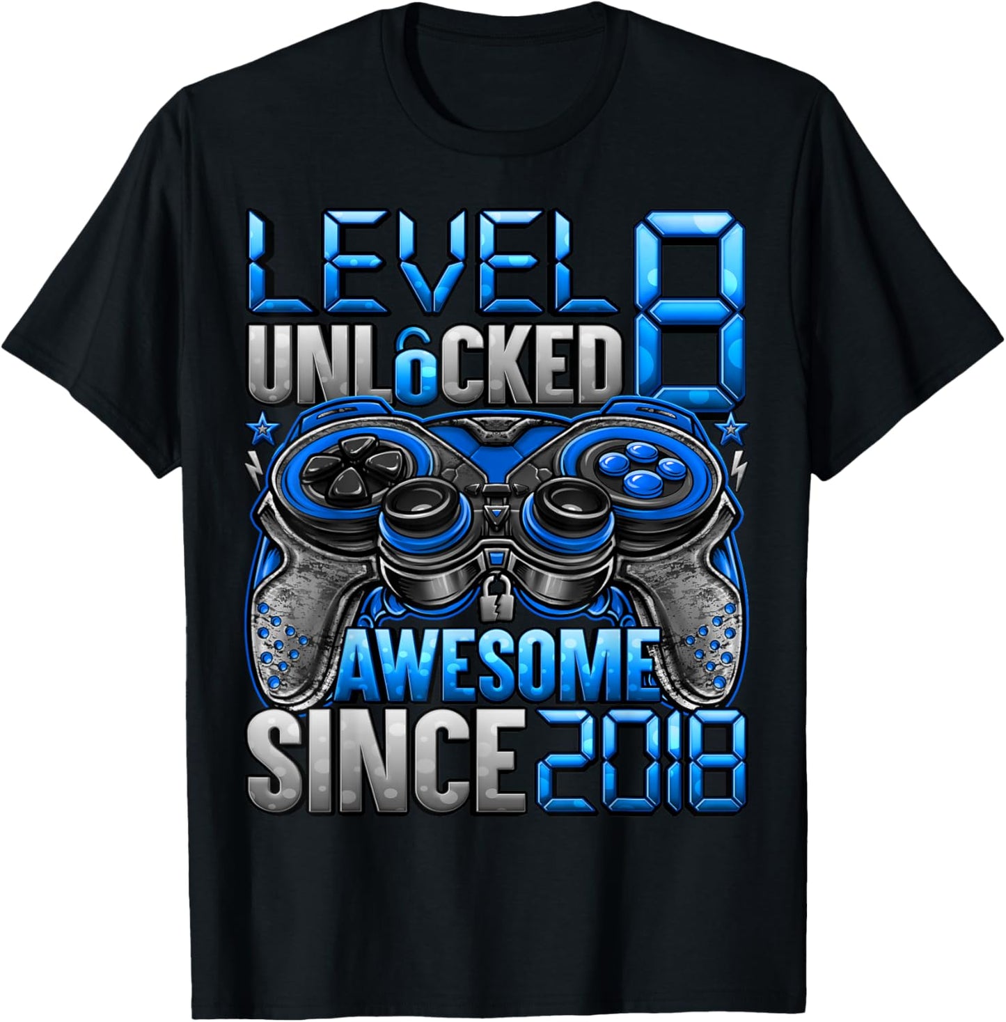 Level 8 Unlocked 8 Year Old Gifts for Boys 8th Birthday Boy T-Shirt - T-Shirt | Black