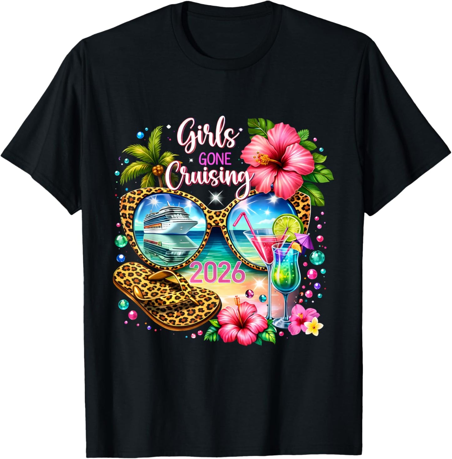 Girls Gone Cruising 2026 Tropical Vacation Party Trip T-Shirt - T-Shirt | Black