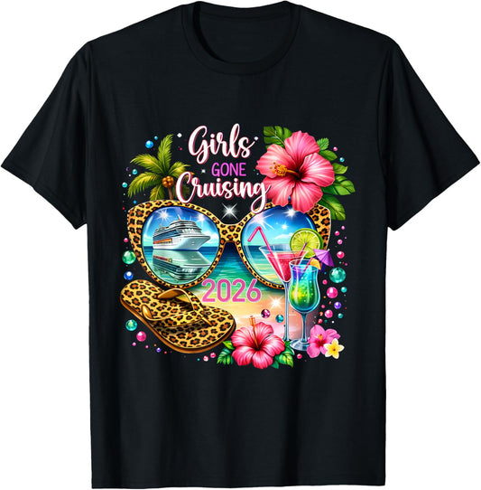 Girls Gone Cruising 2026 Tropical Vacation Party Trip T-Shirt - T-Shirt | Black