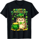 Happy St Patrick’s Day Cute Hedgehog Shamrock Funny T-Shirt - T-Shirt | Black