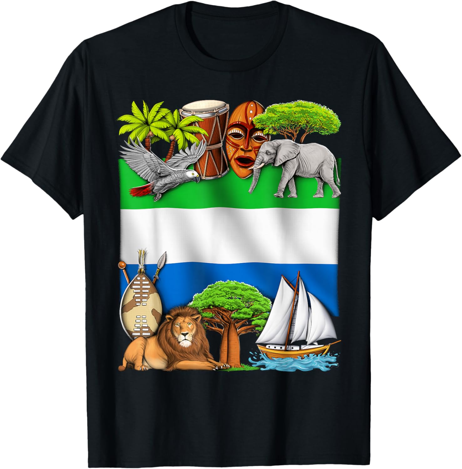 Sierra Leone Flag Sierra Leonean Roots Sierra Leonean Pride T-Shirt - T-Shirt | Black