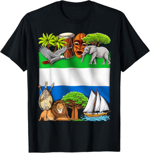 Sierra Leone Flag Sierra Leonean Roots Sierra Leonean Pride T-Shirt - T-Shirt | Black