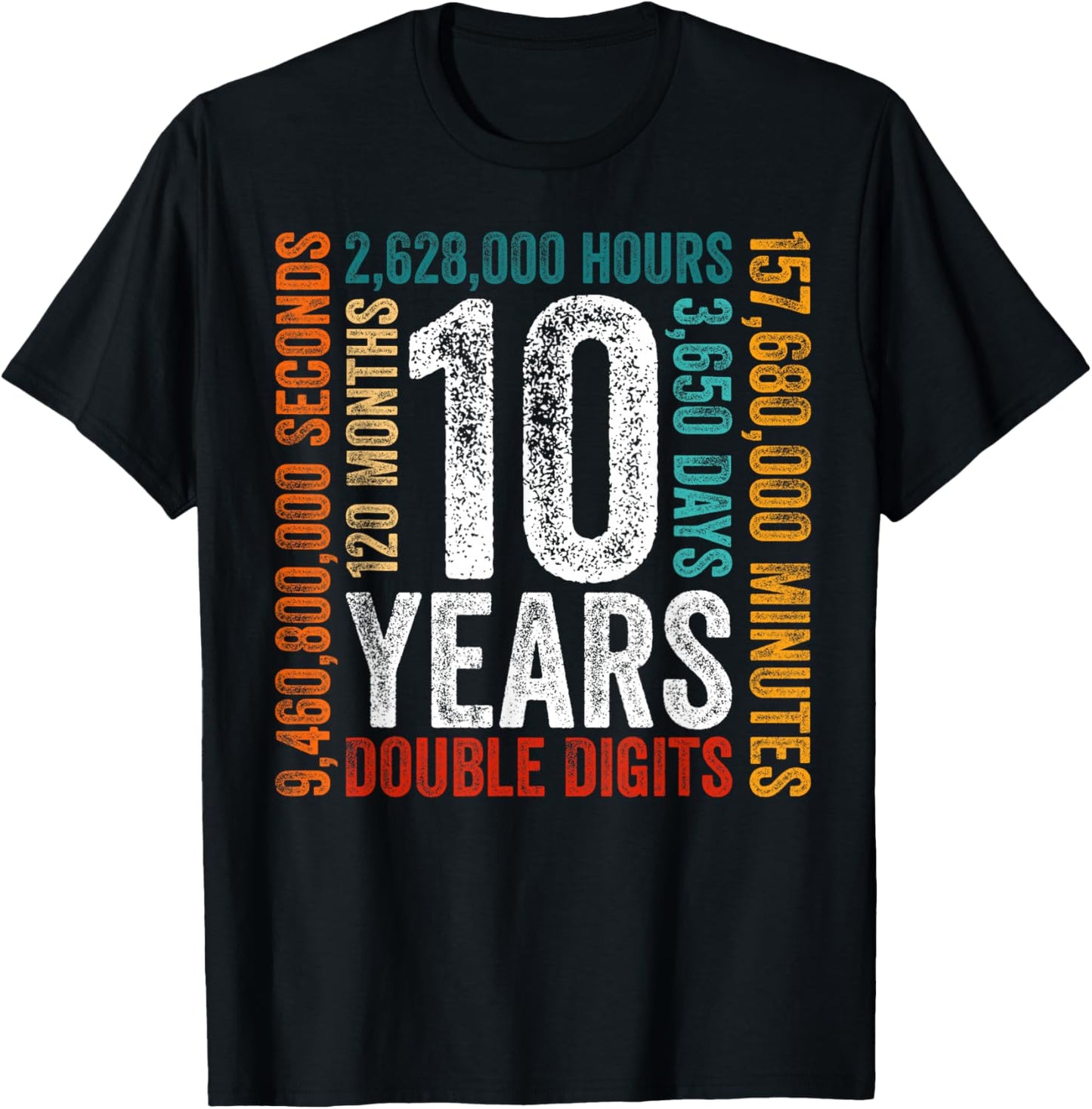 10th Birthday Funny Double Digits 10 Years Boys Girls Kids T-Shirt - T-Shirt | Black