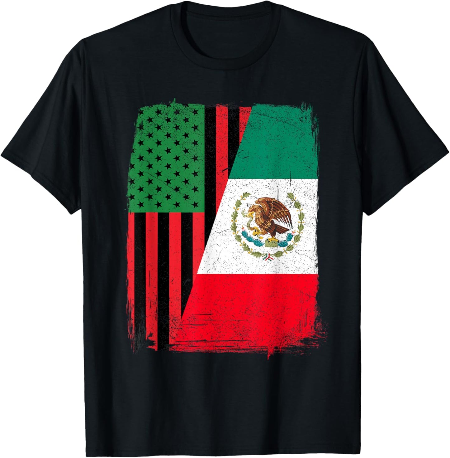 Blaxican Half Black Half Mexican African American Flag T-Shirt - T-Shirt | Black