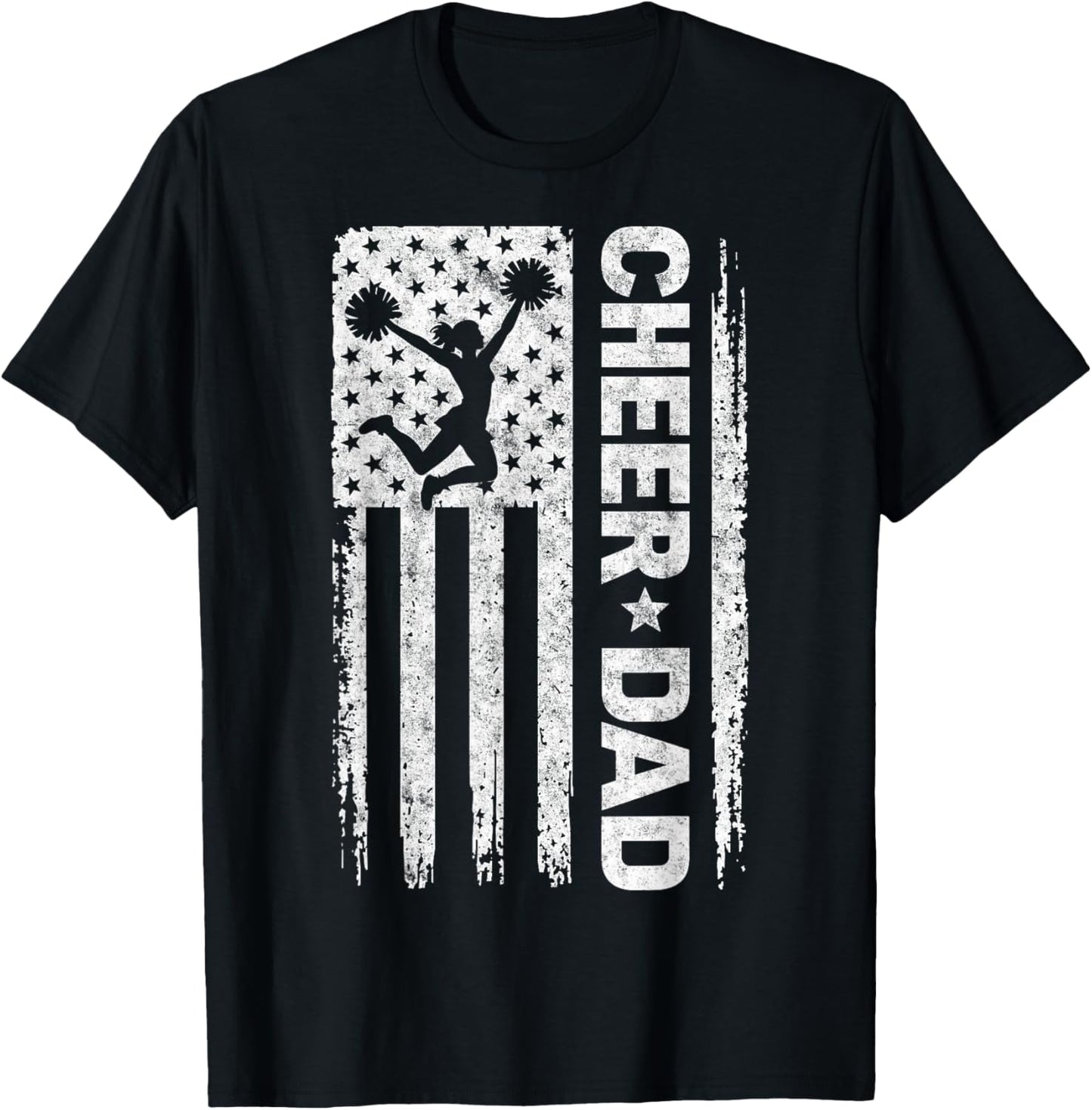 Cheer Dad Cheerleading Team Cheerleader Girl Fan Father T-Shirt - T-Shirt | Black