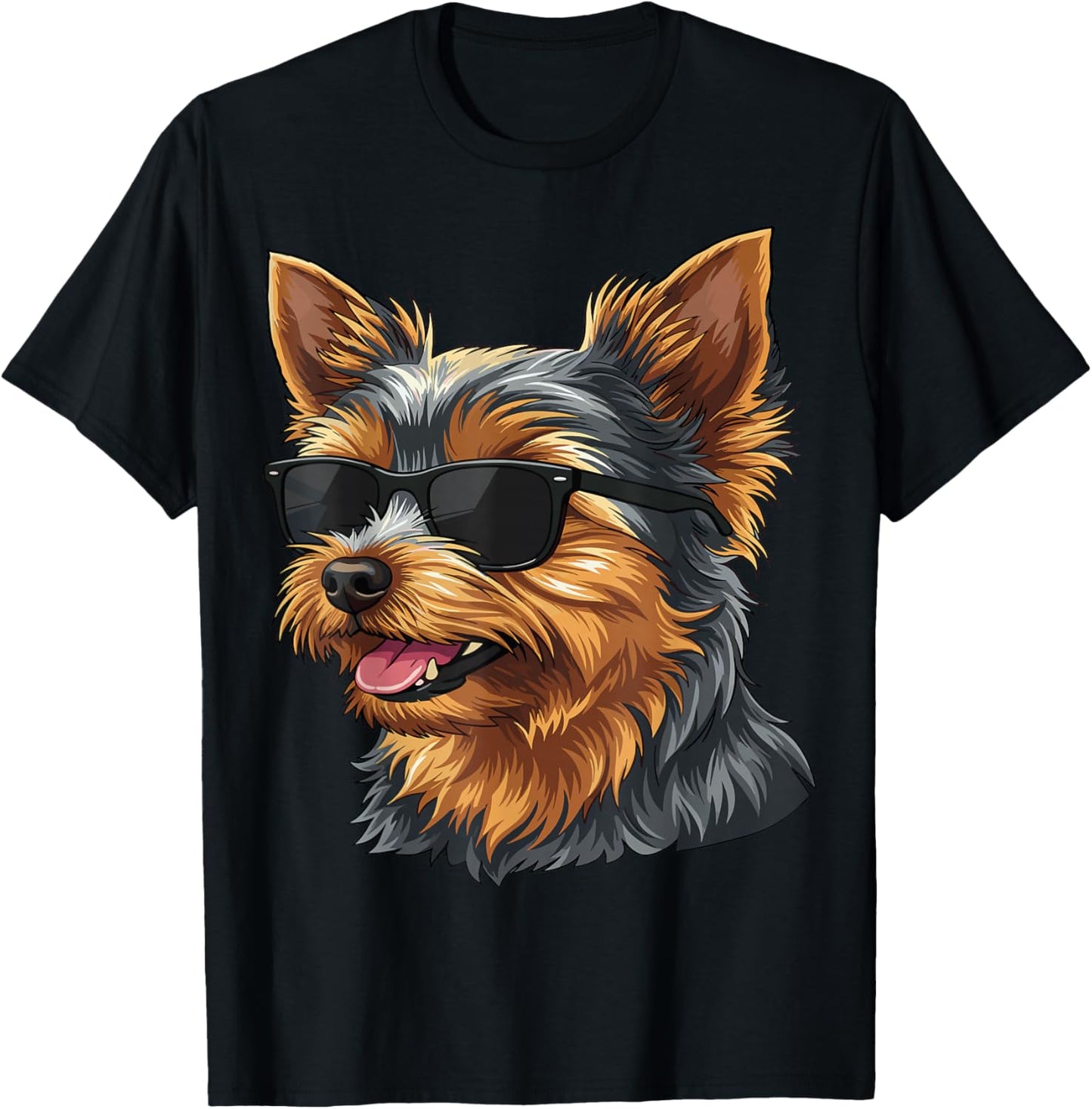 Funny Yorkshire Terrier Lover Retro Dog Sunglasses Dogs Pets T-Shirt - T-Shirt | Black