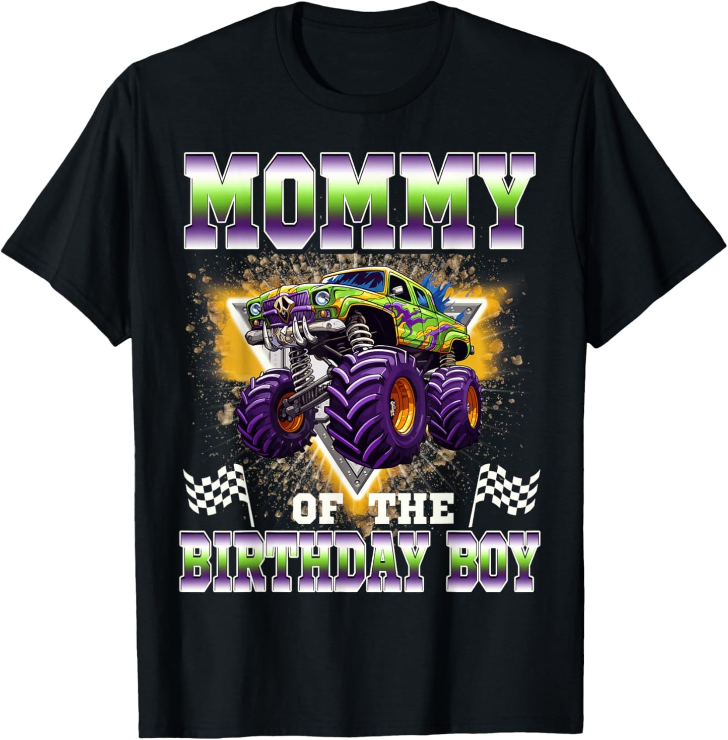 Mommy of The Birthday Boy Monster Truck Birthday Family T-Shirt - T-Shirt | Black