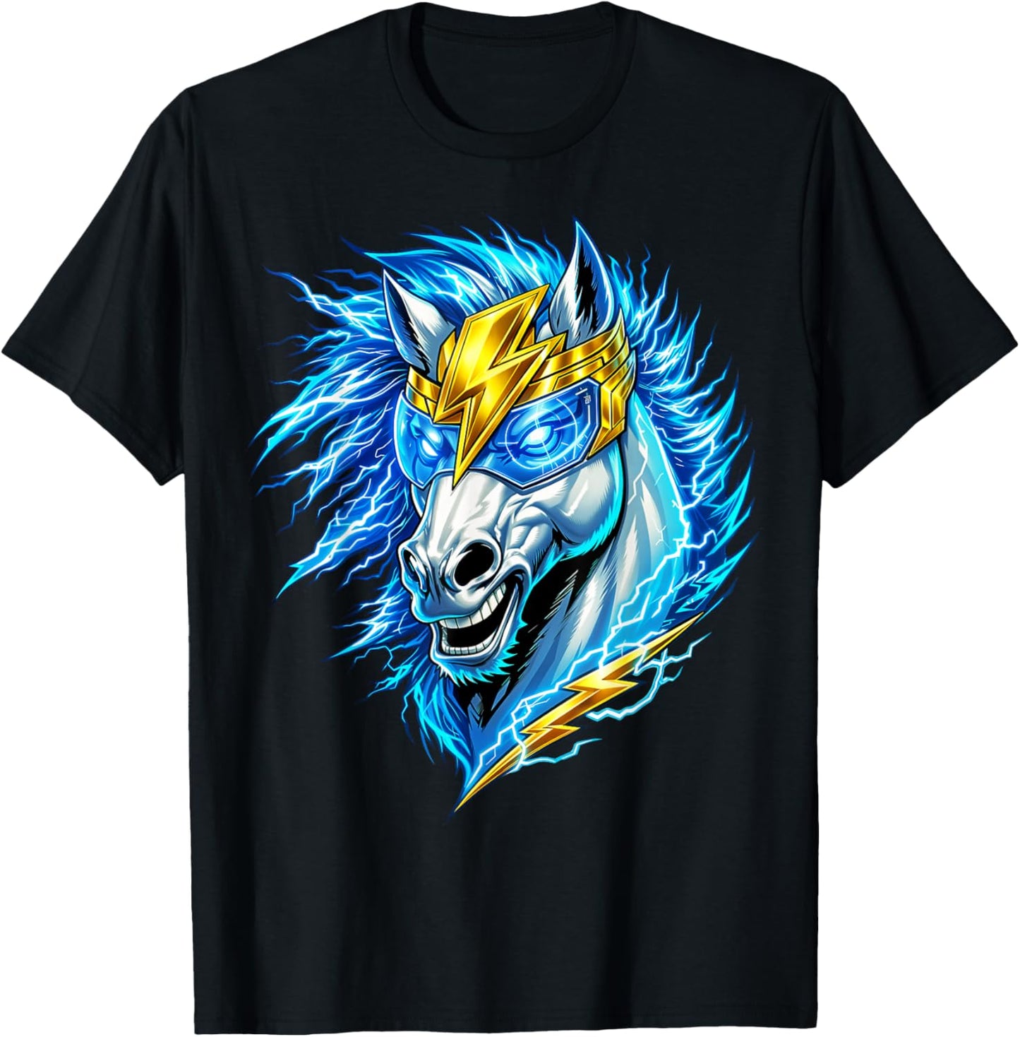 Charger Horse Lightning Bolt Stallion Women Kids T-Shirt - T-Shirt | Black