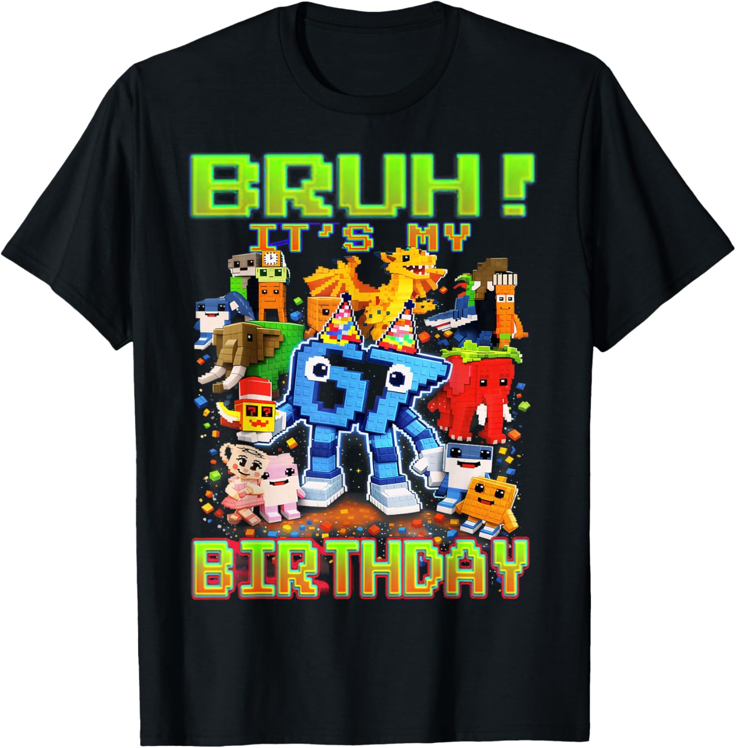 Bruh Its My Birthday Boy 67 Brainrot Gifts for Boys Kids T-Shirt - T-Shirt | Black
