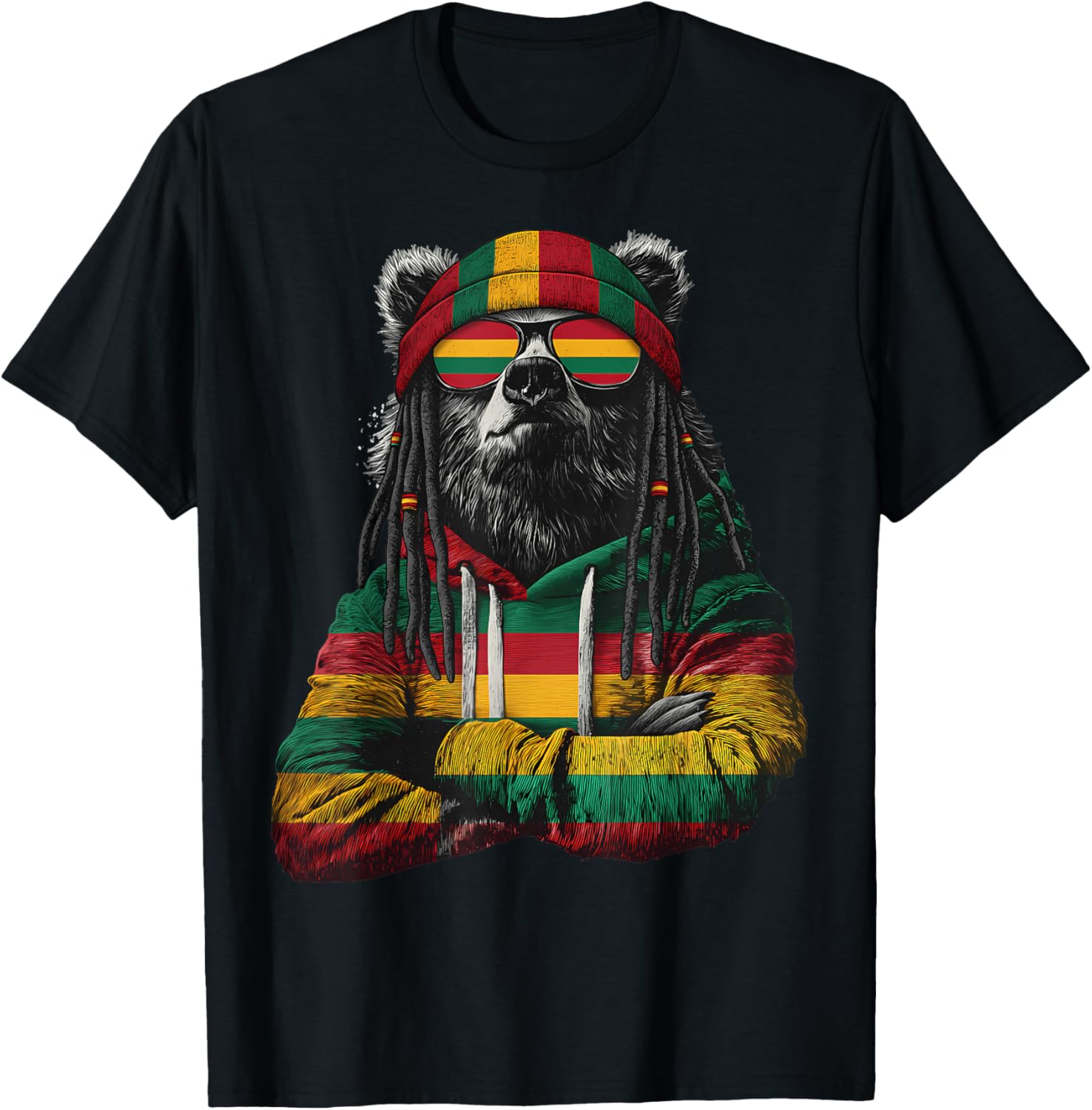 Rasta Reggae Music Jamaica Rastafari Roots Jamaican T-Shirt - T-Shirt | Black