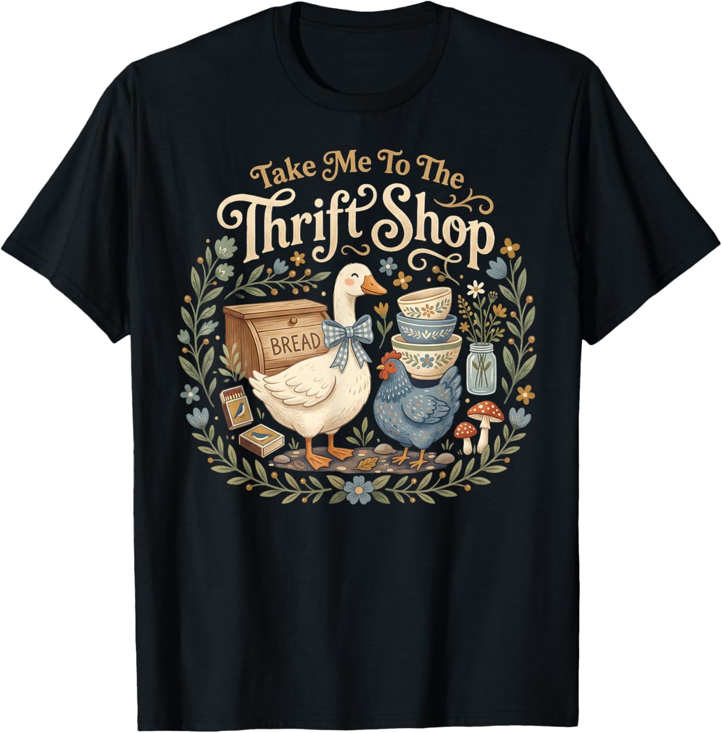 Take Me to The Thrift Shop Cute Grandma Core Antiquing Women T-Shirt - T-Shirt | Black