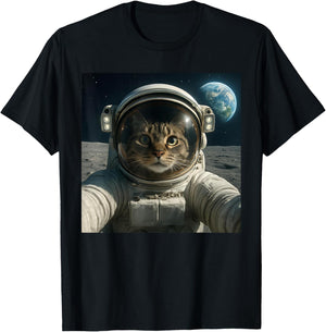 Funny Outer Space Cat Astronaut Meme Planet T-Shirt - T-Shirt | Black