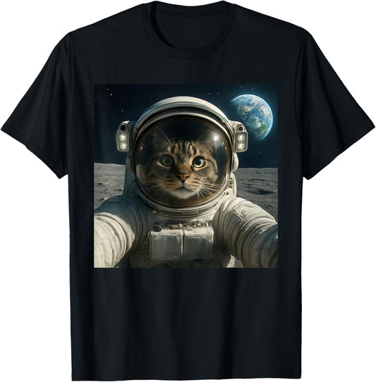 Funny Outer Space Cat Astronaut Meme Planet T-Shirt - T-Shirt | Black