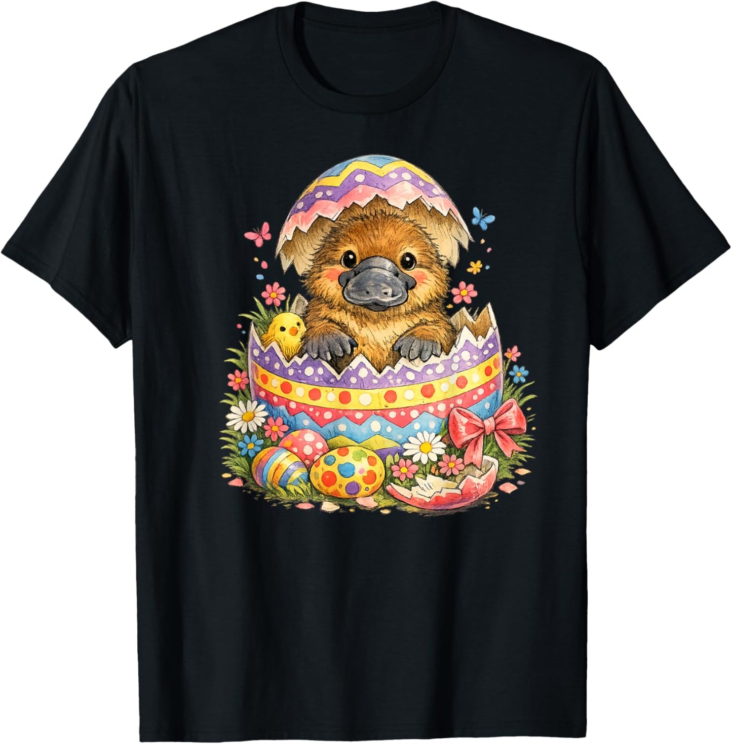 Platypus Easter Egg Hatched | Cute Duckbill Spring Surprise T-Shirt - T-Shirt | Black