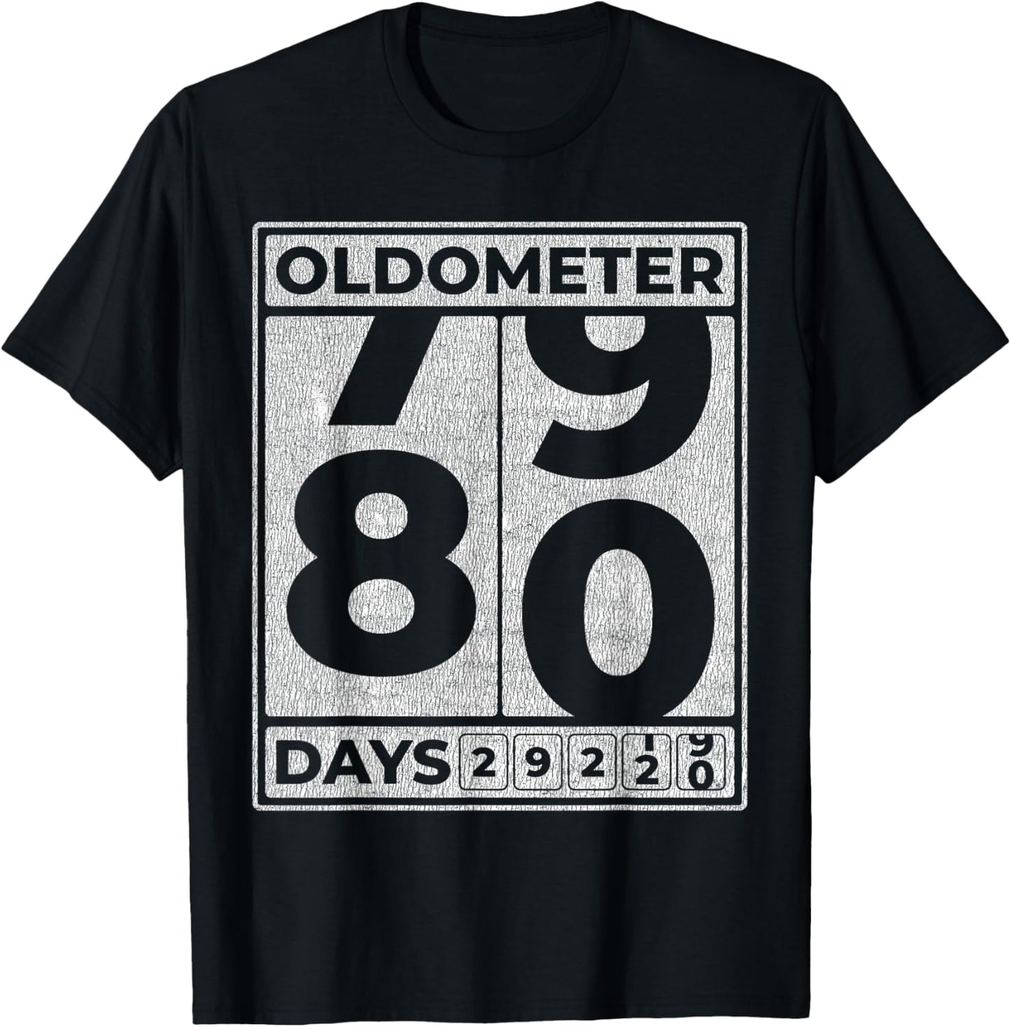 Oldometer 80 Funny 80th Birthday Gift T-Shirt - T-Shirt | Black