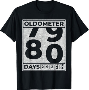 Oldometer 80 Funny 80th Birthday Gift T-Shirt - T-Shirt | Black