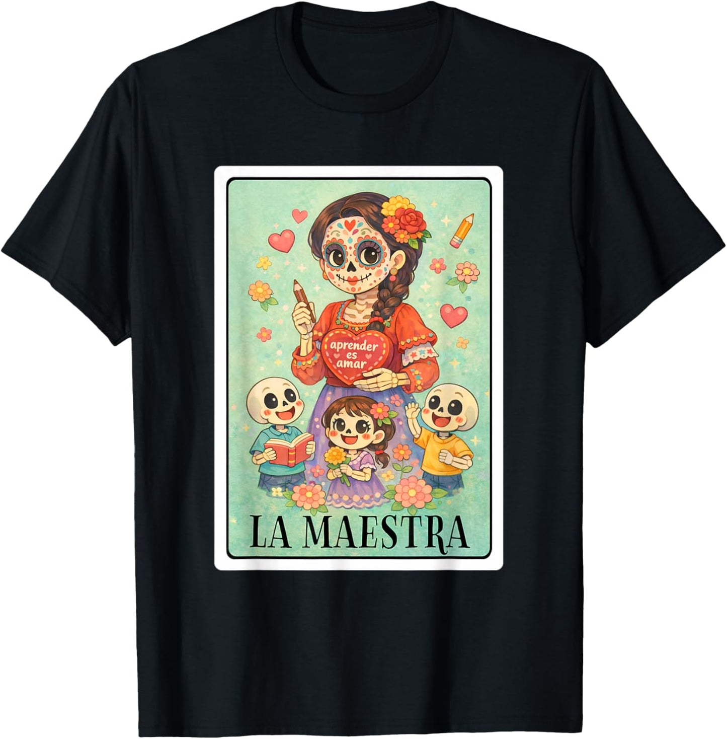 Spanish Teacher Latina La Maestra Chicana Mexican Bingo Card T-Shirt - T-Shirt | Black