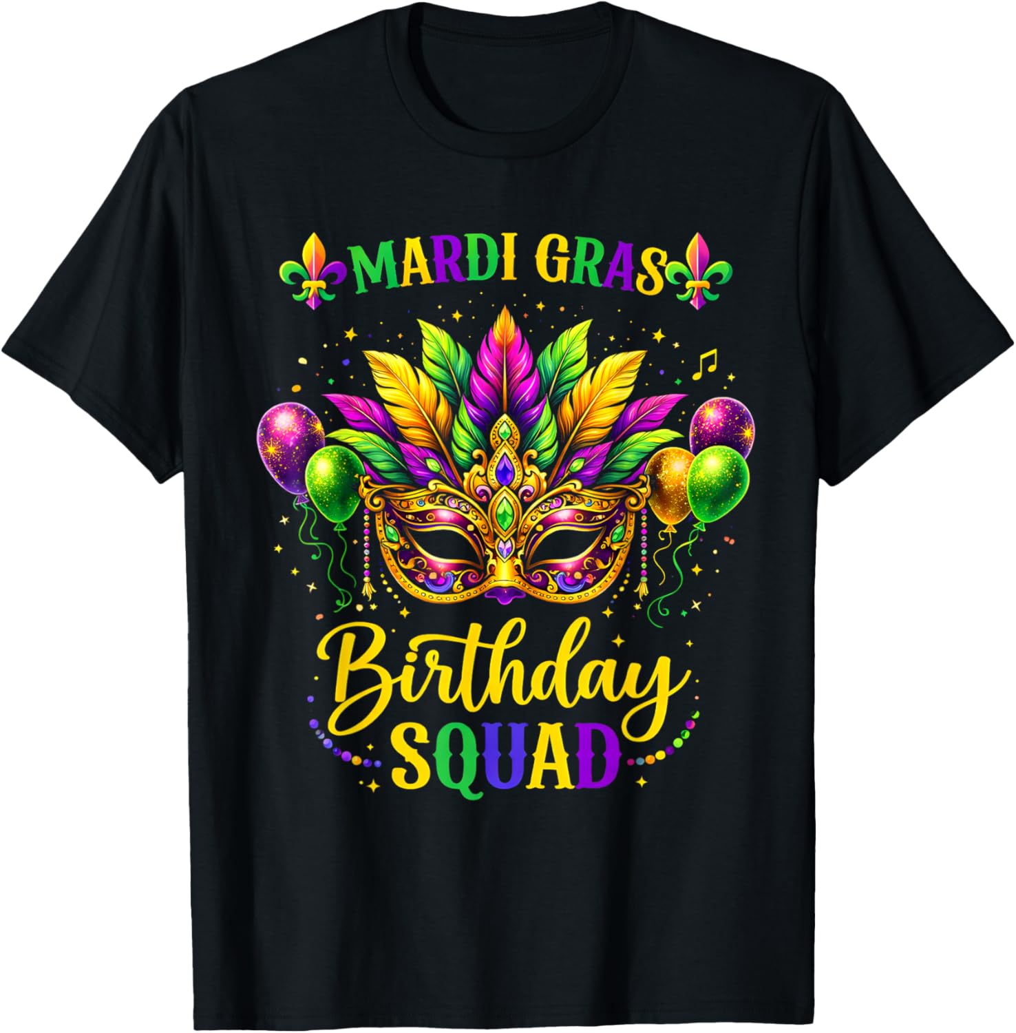 Birthday Squad Mardi Gras Crew Party Girl Toddler Boys T-Shirt - T-Shirt | Black