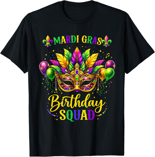 Birthday Squad Mardi Gras Crew Party Girl Toddler Boys T-Shirt - T-Shirt | Black