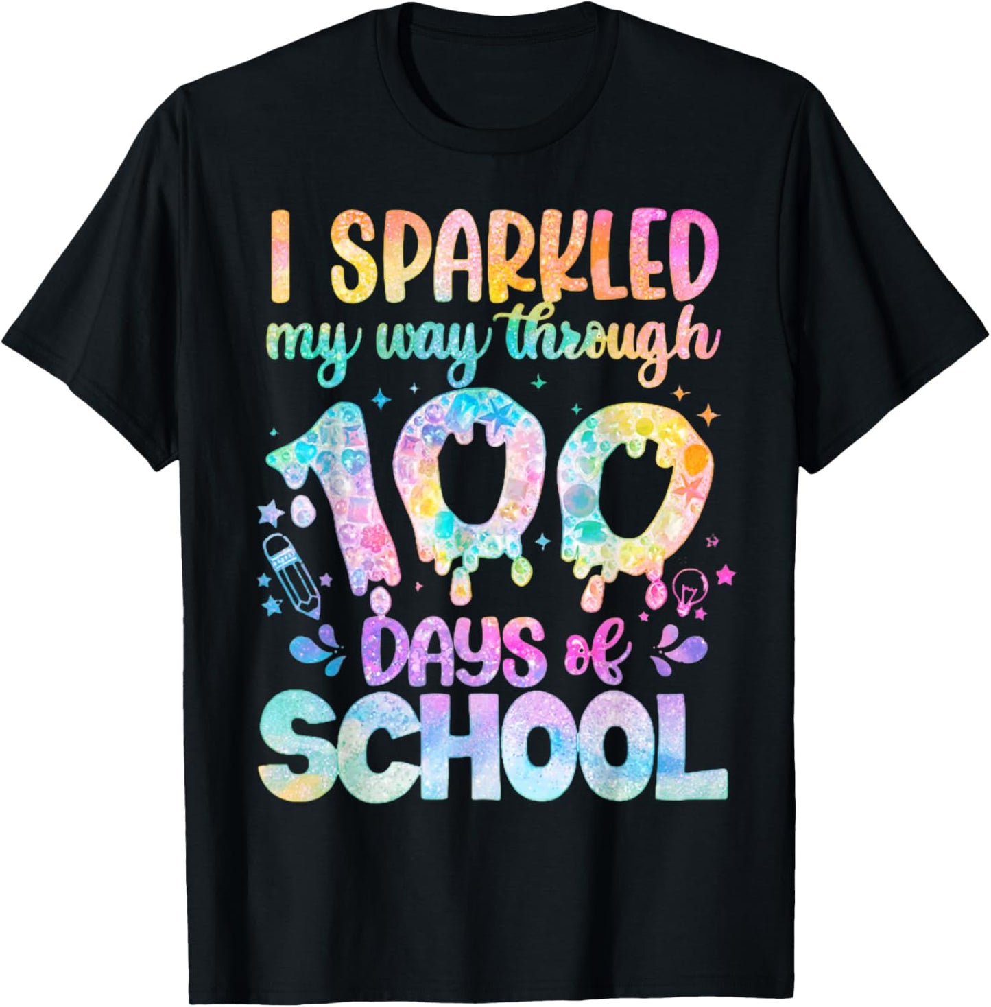 I Sparkled My Way Through 100 Days of School 100th Day T-Shirt - T-Shirt | Black