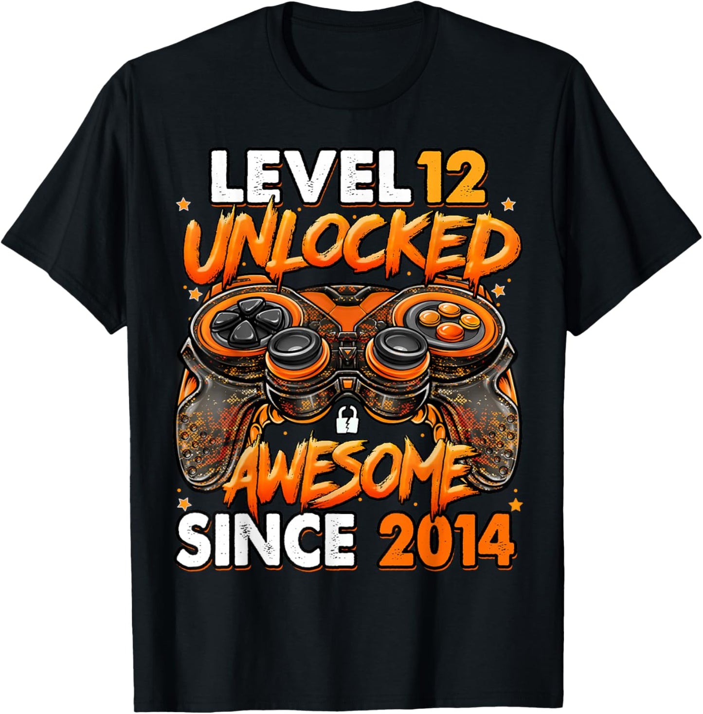 Level 12 Unlocked Awesome Since 2014 12th Birthday Gaming T-Shirt - T-Shirt | Black